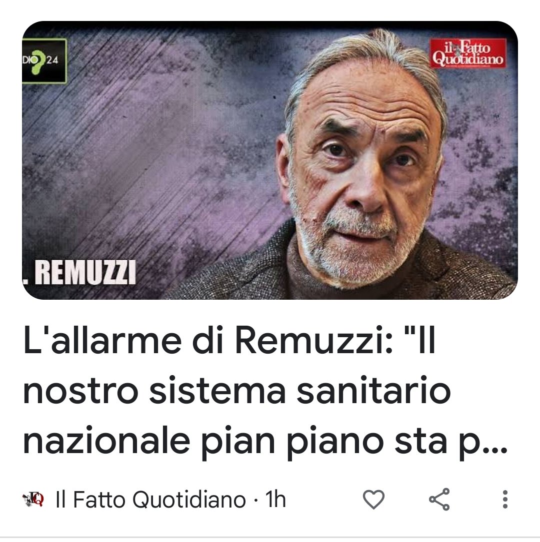 Il nostro servizio sanitario nazionale,che era uno dei migliori del mondo ed era stato copiato da quello inglese di 75anni fa,sta pian pianino per essere dismesso. Non ce ne stiamo accorgendo ma i segnali ci sono
No,no ci siamo accorgendo anche bene😡
Questo è frutto dei politici