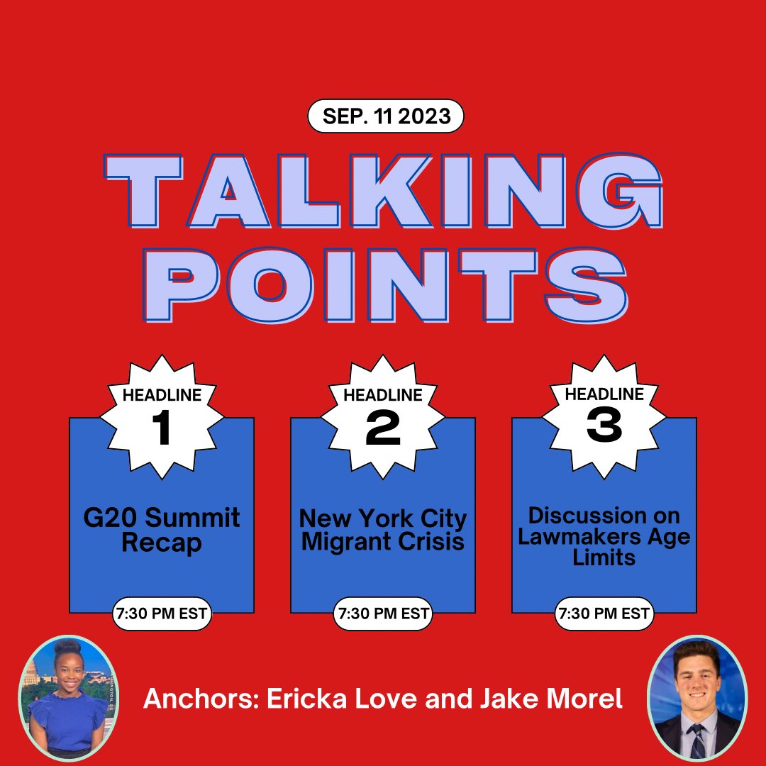 TalkingPointsTP's tweet photo. First Talking Points Episode tonight! Here’s some of the headlines, tune in at 7:30! https://t.co/5Ji7WaNPx1