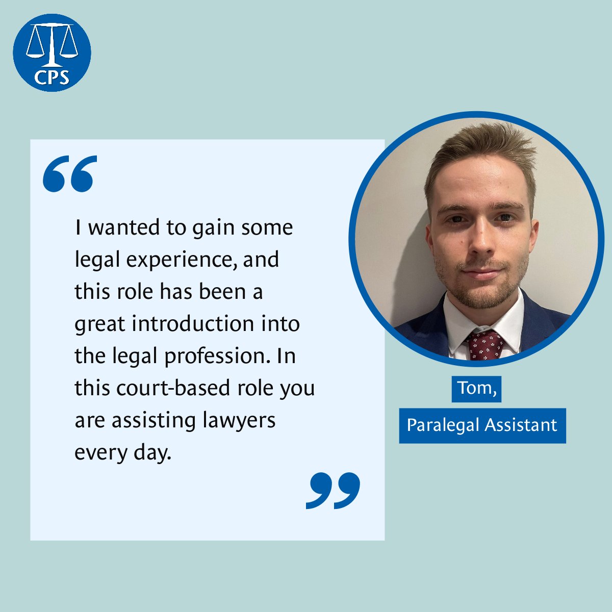 The CPS are recruiting paralegal assistants now!

This is an exciting opportunity to kick-start your legal career, working as part of a prosecution team to prepare cases for court. 

Apply here 👉 bit.ly/45GYNTV