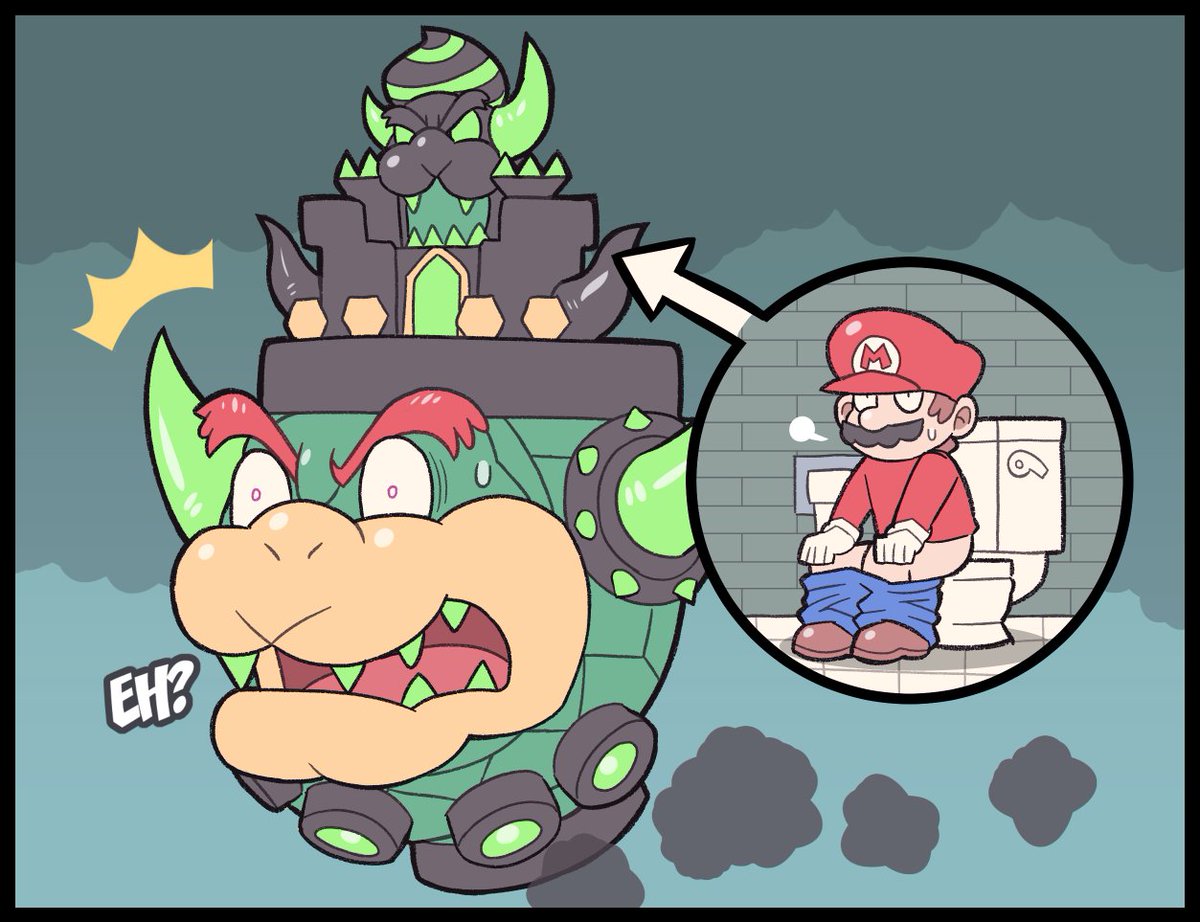 クッパ ,マリオ 「I turned myself into a castle, Mario! I'」|haniwaのイラスト