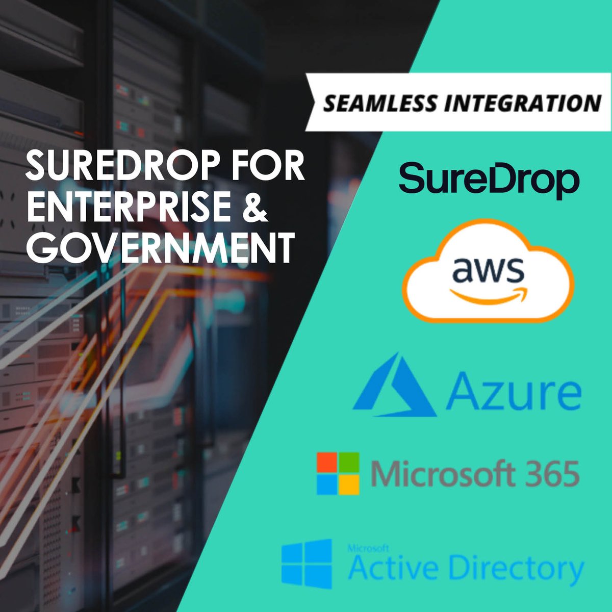 SureDrop offers secure file sharing &amp; storage, optimised for Enterprise &amp; Government. 

🔷Seamlessly works with #Microsoft365, Active Directory, #Azure, &amp; #AWS. 
🔷Built for large, geo-dispersed organisations prioritising cybersecurity.