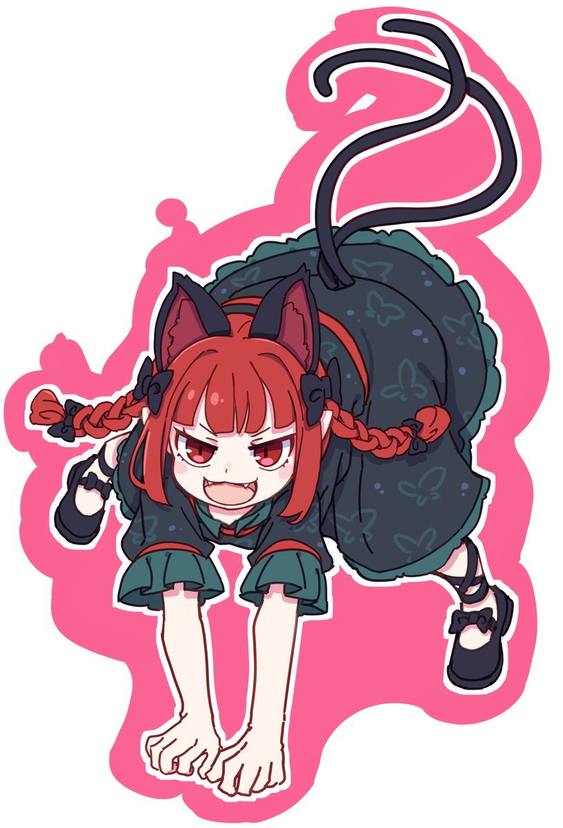 kaenbyou rin 1girl solo animal ears tail cat ears red eyes red hair  illustration images