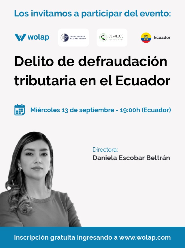 Daniela3scobarB's tweet photo. 📌 ¡Invitados todos!

Muy honrada de haber sido invitada en esta prestigiosa plataforma para charlar sobre el delito de #DefraudaciónTributaria en el #Ecuador. 

Link de inscripción: https://t.co/H6R573OJLn

#DelitosTributarios #PenalTributario #DerechoPenal #DerechoTributario https://t.co/FUwA9L4yXt