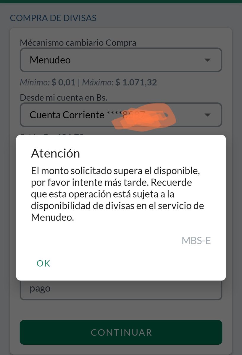 evamariamundo's tweet photo. @Banesco Qué difícil (por no decir imposible) la compra de divisas a través de la #CuentaVerdedeBanesco. https://t.co/Wod0MJ4vSZ