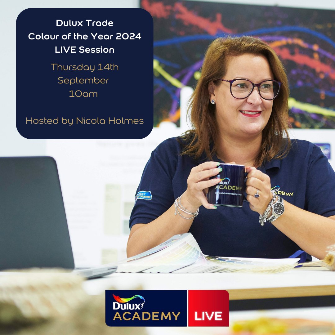 Join Dulux Academy's online session on the 14th September at 10am, to learn all about this year's Colour of the Year 2024.

Hurry! There are limited spaces available.Sign up to get the inside scoop, here: spr.ly/6014PFFuY 

#DuluxAcademy #COTY24
