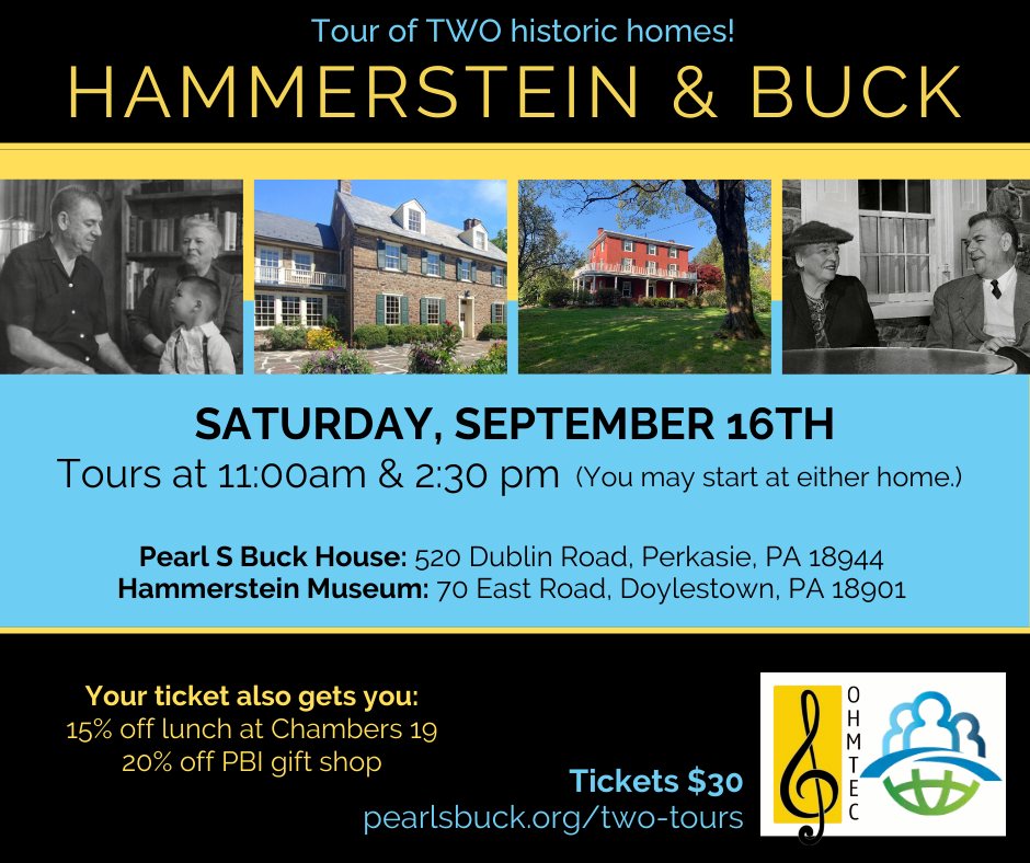 HammersteinMus's tweet image. A few tickets available for this special day of Bucks County history... tickets at pearlsbuck.org/event/tour-two…