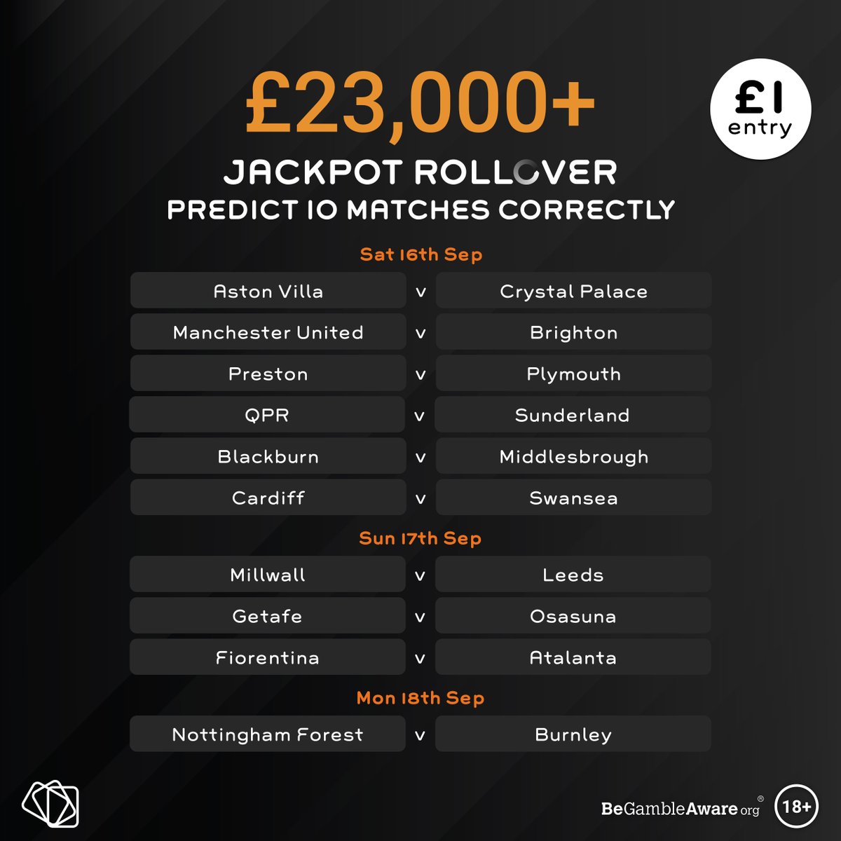 🚨This week's Jackpot Rollover is now open! 🚨

No winners last week, will you be our big winner this weekend? 🏆

Make 10 Predictions now. Must be 18+. More info. 👇
mipools.com/#/splash/jackp…

#ItPaysToPlay