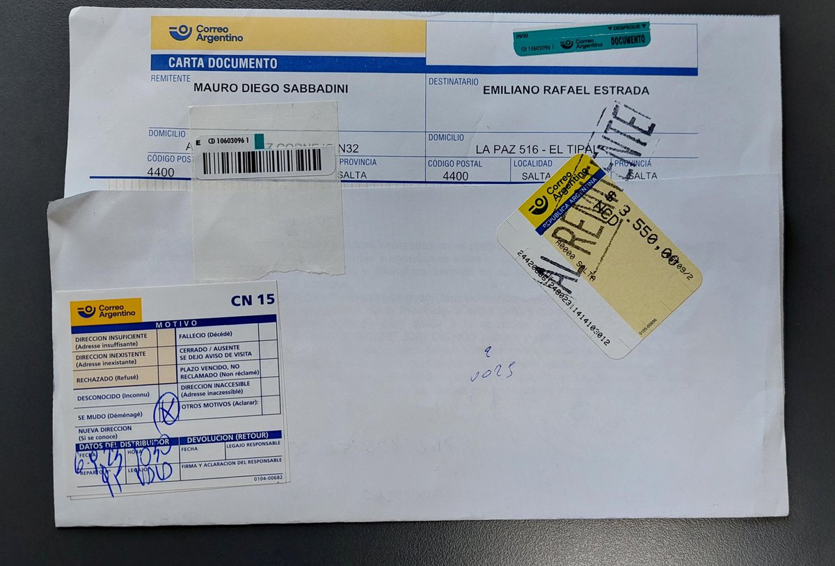 Nuestro presidente envió CD a @EstradaEmiliano a fin que se retracte y disculpe por sus dichos falsos y agraviantes en @cadenainfinito Dado que el diputado se mudó, por este medio, le pedimos un domicilio donde entregarla. No tema, Usted tiene fueros.