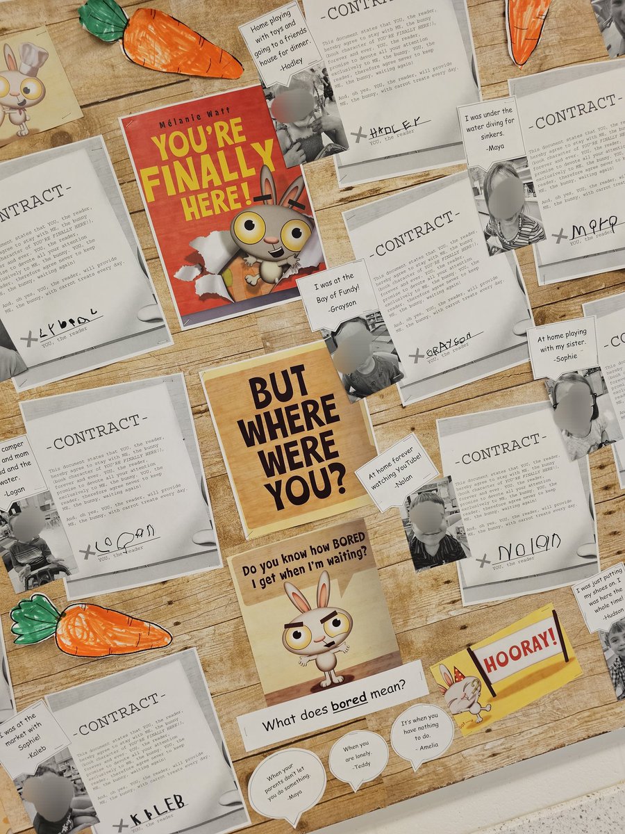 TLDSBDECE's tweet photo. You're Finally Here! But, where were you? A fun first week back book. This bored bunny was waiting so long for our friends to arrive.  Now that they're here, will they stay? 🥕 @ShanCharland2 @monckps @TLDSB_EY https://t.co/BJUXgfABED
