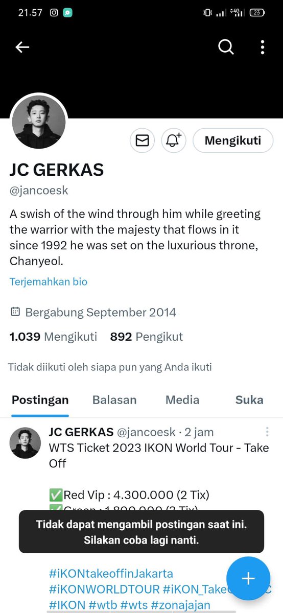 infirements's tweet photo. !! BEWARE OF THIS ACCOUNT !!
@/jancoesk
Temenku lg cari tiket platinum YoungK Solo Concert Jakarta, krn dia pgn bgt bgt bsa ktmu ato min. bsa deket bgt sm stage. Ktmulah akun ini yg nawarin tiket platinum. Gtauny malah ditipu &amp; terlanjur dh dp 1.8jt. Pelaku kabur &amp; block tmnku. https://t.co/XqtD3Pe5th