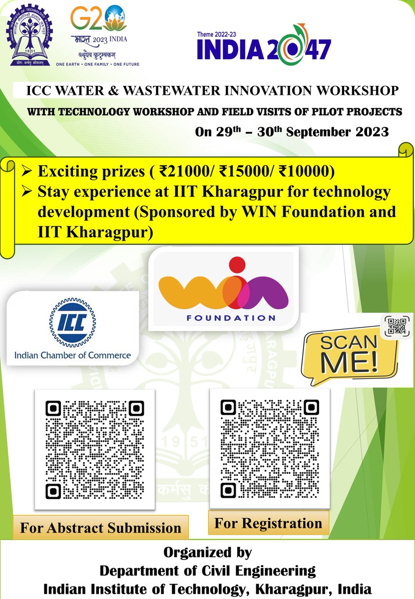 anilkdhanda18's tweet photo. Are you working in the field of water/wastewater treatment? IIT Kharagpur in collaboration with WIN Foundation and ICC brings you the perfect opportunity to showcase your innovation and get technical guidance (fully funded) from IIT for further technology development. https://t.co/lvOfXOQtl6