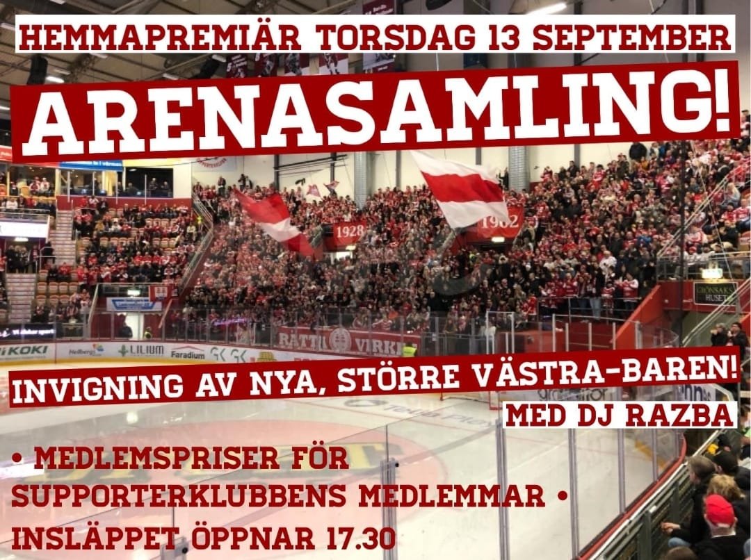 På torsdag smäller det!! 💥

Kom i god tid och invig vår nya större bar med oss! 🍻 Kvällen till ära spelar DJ Razba musiken! Hans sista gig för oss på länge (någonsin?) 🎧

Nu visar vi direkt vad bra tryck innebär - både på Västra och i resten av arenan!  ALLA SKA MED! 
#timraik