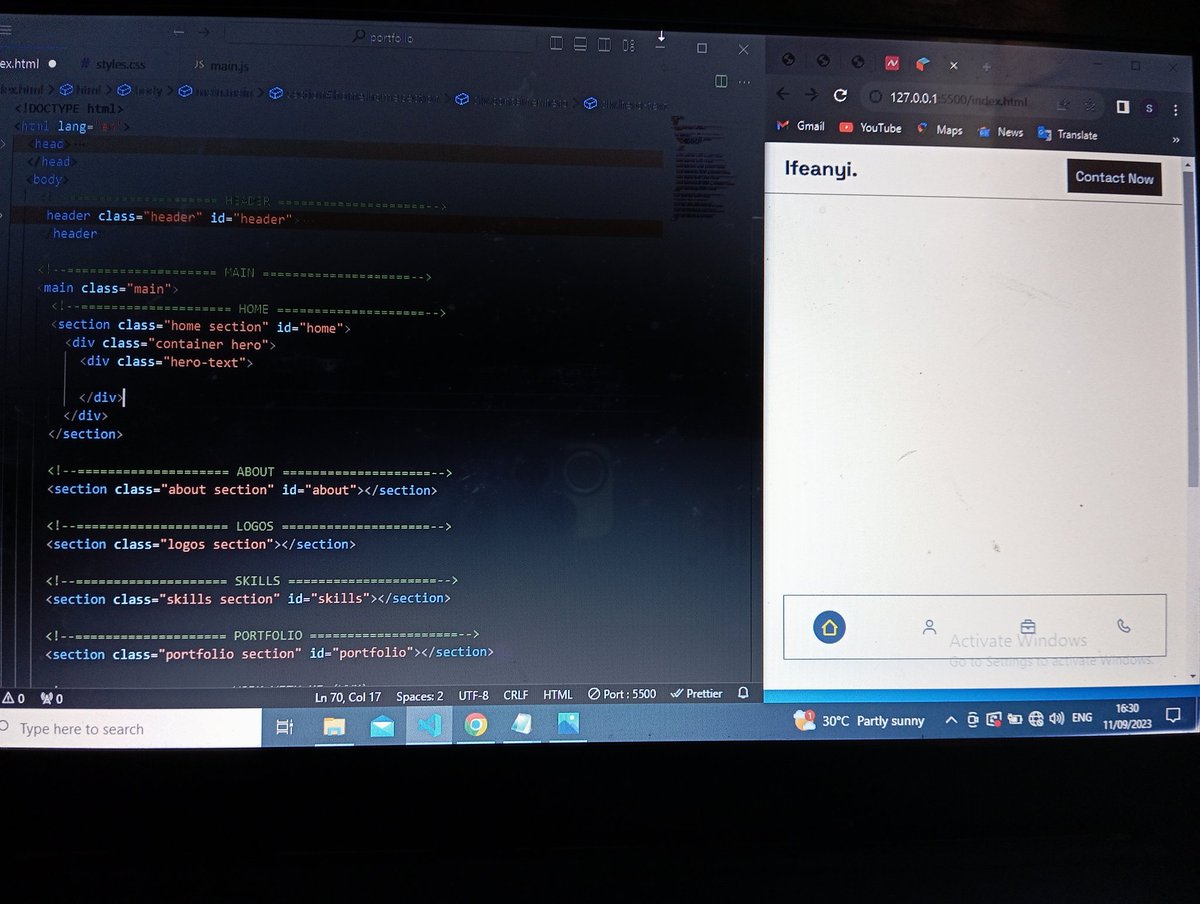 Anekegaza's tweet photo. Setting up my portfolio.
I tried mobile first for the second time and I can say it's amazing but I'm yet to draw the line between both worlds.
I learnt this new method of responsive nav menu and I love it! #1percentdaily https://t.co/APA8HZQhvI