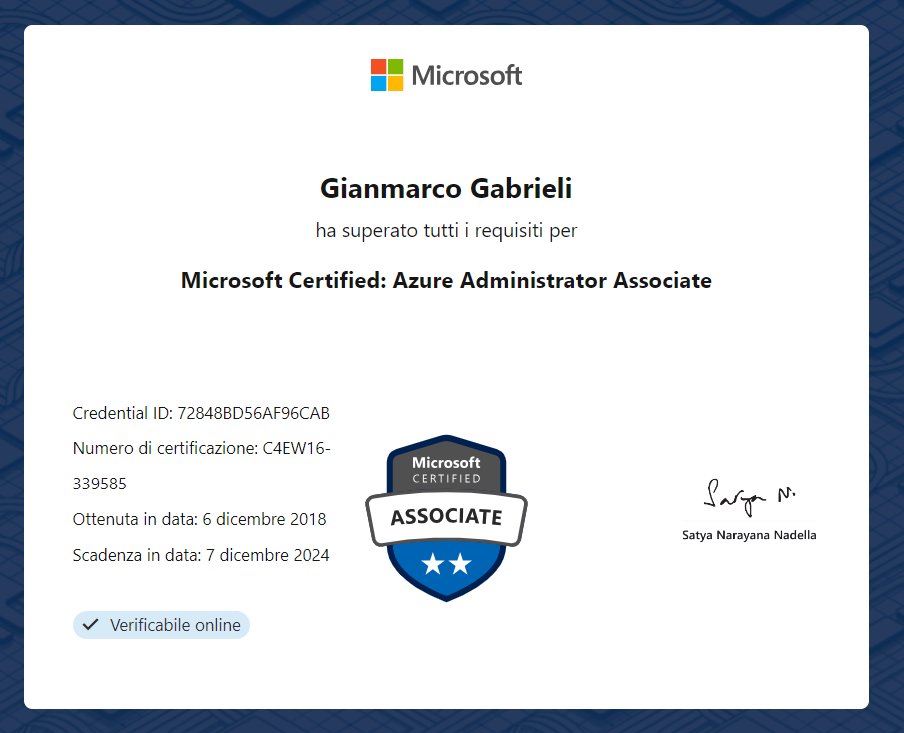 gabrieligm's tweet image. E anche questa è a posto per un altro anno...

#MicrosoftCertified #Azure #AzureAdministrator #Since2018