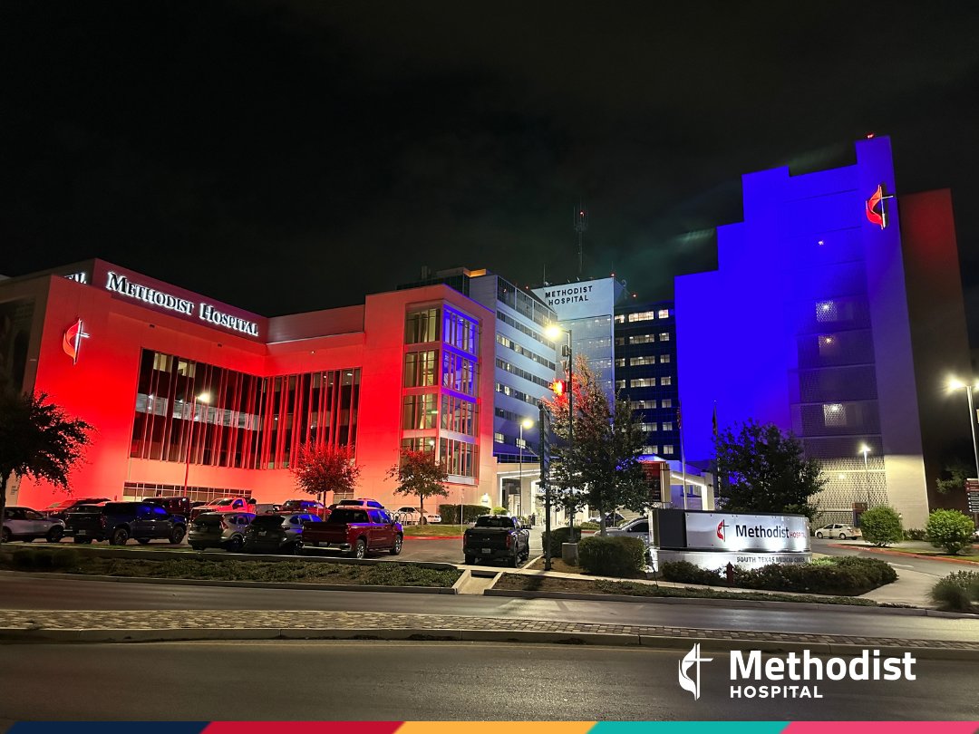 Methodist Hospital lit its campus red, white, and blue in remembrance of the lives lost in the terrorist attacks on September 11, 2001. Patients and staff paused in place for a moment of silence today at 7:46 a.m., to honor the victims and the heroes form that day. #NeverForget