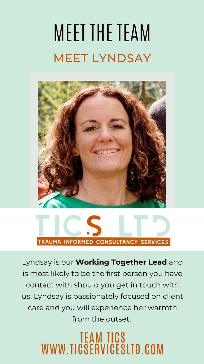 Trauma Informed Consultancy Services Ltd (@ticsltd) on Twitter photo We're going to be sharing Team TICS with you over the next week or so. First up, meet <a href="/LyndsayCurry/">Lyndsay Curry</a> our Working Together Lead ♥️ We're going to be sharing Team TICS with you over the next week or so. First up, meet <a href="/LyndsayCurry/">Lyndsay Curry</a> our Working Together Lead ♥️