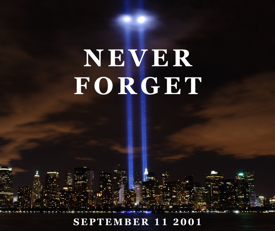 Today, we remember and honor the lives lost on September 11, 2001. Let us never forget the bravery of the first responders and the resilience of our nation. Our hearts go out in prayer to the family members and friends who lost loved ones. #NeverForget #September11