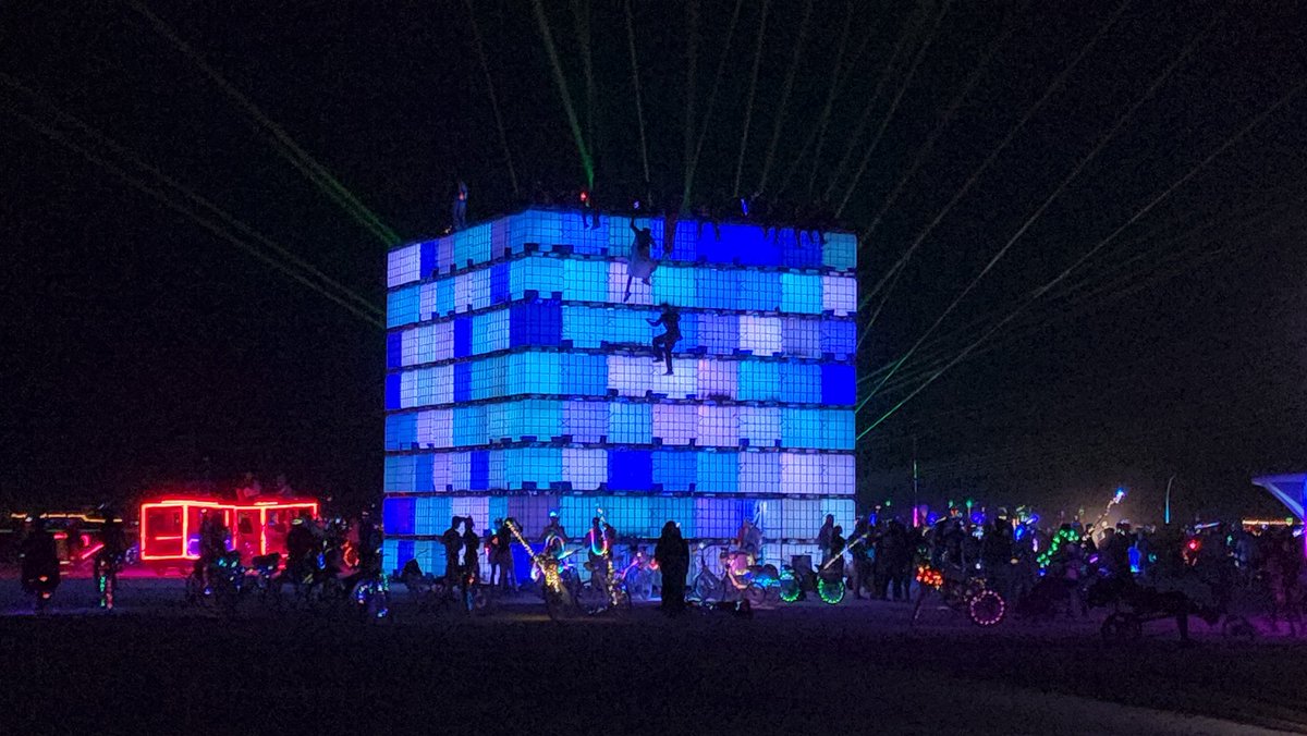 mataiblacklock's tweet photo. @TIMEPieces @burningman @zoyayaseka @colin_odonnell Day and night, the #BitCube was a haven for play, rest and awe 🫶 https://t.co/FjsKcf4LmM