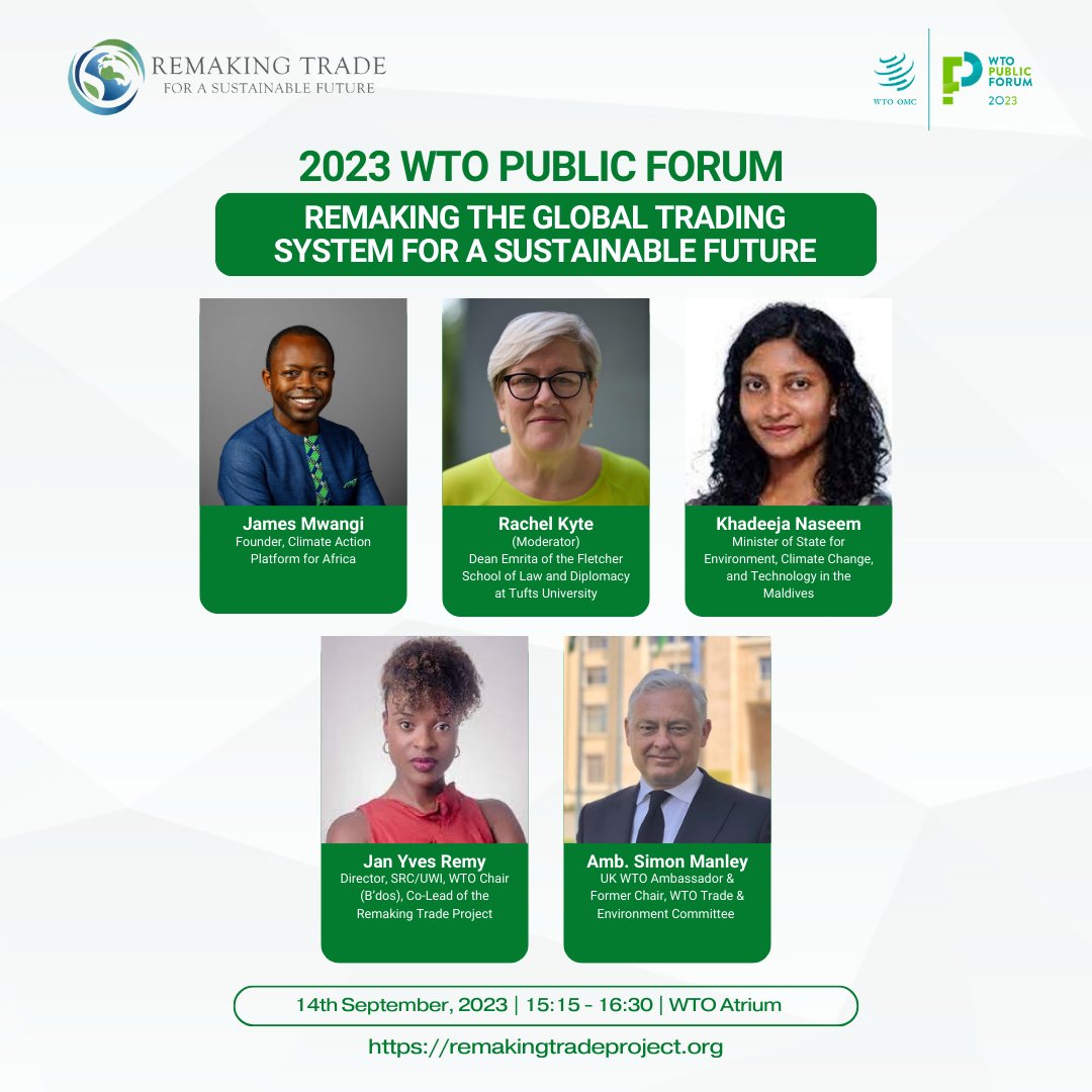 remakingtrade's tweet photo. The report will be officially released at the @wto #PublicForum2023 to discuss year-long "trade and sustainability" workshops' findings aiming to develop an actionable WTO reform agenda.

Join the discussion: https://t.co/kxlwmmqPKH

#PeopleCenteredTrade #MakingTradeSustainable https://t.co/Ox3XR5A1vt