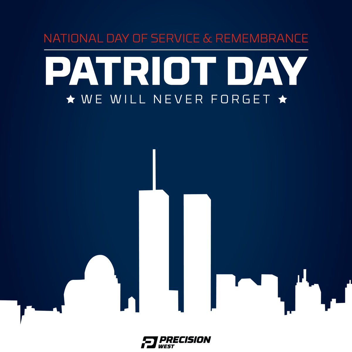 west_precision's tweet photo. 9.11: We pay tribute to the sacrifices made by everyday heroes, armed forces, first responders, and countless others whose acts of service help to defend our nation’s freedom.
#September11 #PartriotDay https://t.co/W3yLwdXz8i