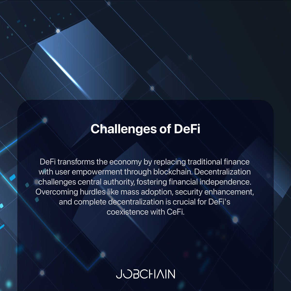 jobchain's tweet image. Embrace Financial Freedom 🕊️ 

#defi #decentralizedfinance #smartcontracts #jobchain #crypto #cryptocurrencies #btc #eth #tech