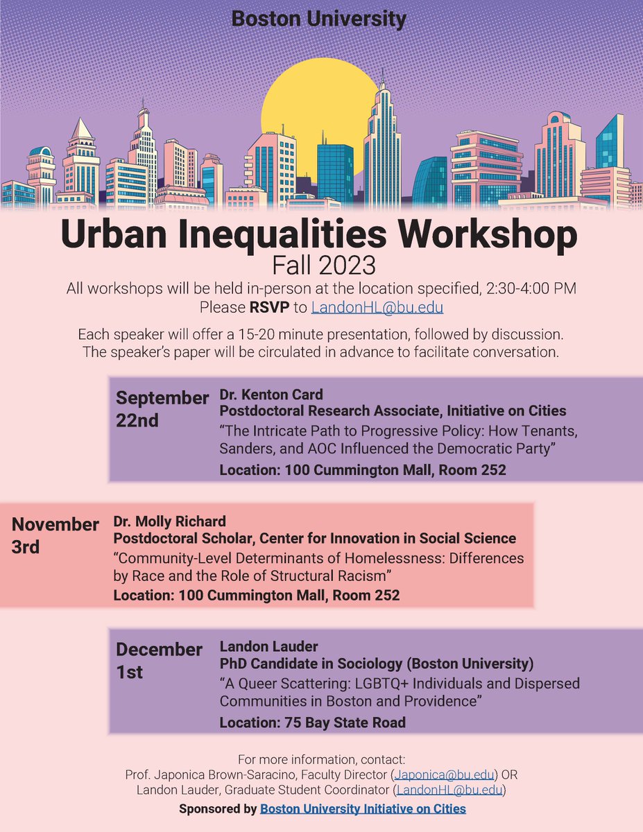 Kenton Card (@kentoncard.bsky.social) (@kenton_card) on Twitter photo #Boston colleagues & advocates!
Join the Urban Inequalities Workshop this Fall, hosted by the <a href="/BUonCities/">Initiative on Cities</a>.
On 9/22 I'll be sharing new research on how a network of tenants <a href="/PplsAction/">People's Action</a>, <a href="/BernieSanders/">Bernie Sanders</a> & <a href="/AOC/">Alexandria Ocasio-Cortez</a> advanced a #homesguarantee & housing policy among the <a href="/DNC/">Democratic Party</a> & <a href="/POTUS/">President Donald J. Trump</a> #Boston colleagues & advocates!
Join the Urban Inequalities Workshop this Fall, hosted by the <a href="/BUonCities/">Initiative on Cities</a>.
On 9/22 I'll be sharing new research on how a network of tenants <a href="/PplsAction/">People's Action</a>, <a href="/BernieSanders/">Bernie Sanders</a> & <a href="/AOC/">Alexandria Ocasio-Cortez</a> advanced a #homesguarantee & housing policy among the <a href="/DNC/">Democratic Party</a> & <a href="/POTUS/">President Donald J. Trump</a>