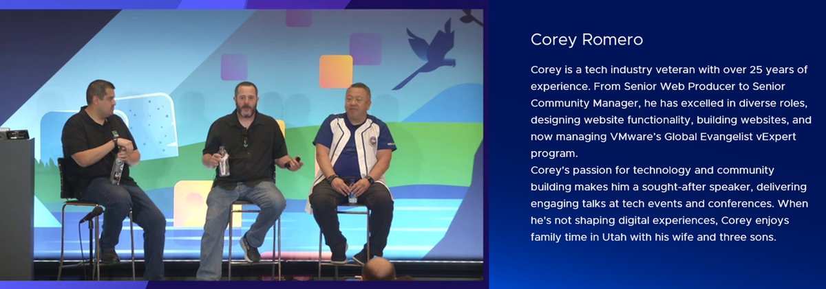 Don't miss this #vmwareexplore session at Explore Barcelona "Level Up You Career Though Community Participation  [VIB2311BCN]" with <a href="/TheBrianGraf/">Brian Graf</a>, <a href="/andynash99/">Andy Nash</a>, <a href="/h0bbel/">Christian Mohn™</a>, <a href="/v_gandalf/">Tim Burkard</a>. 

We'll explore community involvement's career impact and share our personal stories.