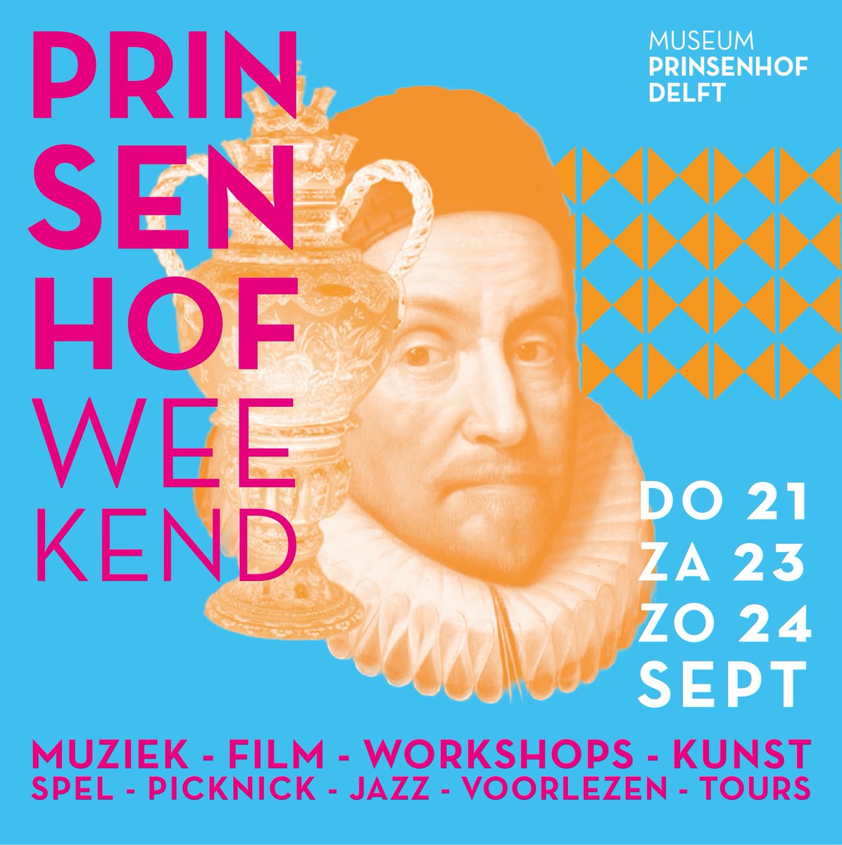 Kom je ook naar het PRINSENHOF WEEKEND 21-24 september?
#delft #museum #muziek #film #workshops #kunst #spel #picknick #jazz #voorlezen #flitstours #rondleidingen <a href="/GemeenteDelft/">Gemeente Delft</a>