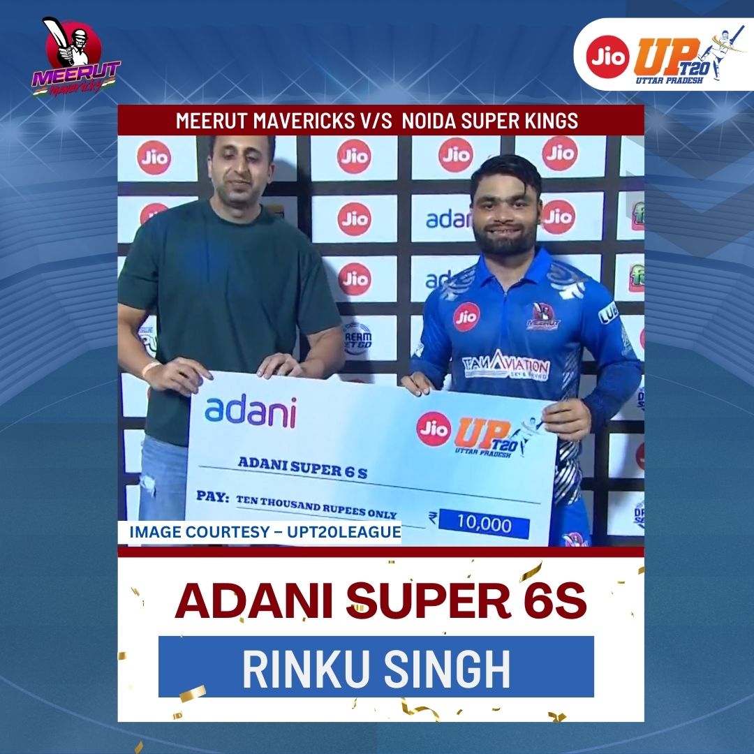Rinku Singh smashed Adani Super 6s! 💥🏏 #RinkuSingh #SuperSixes #CricketPower

#MeerutMavericks #AbMachegaBawaal' 🏆🙌🚀