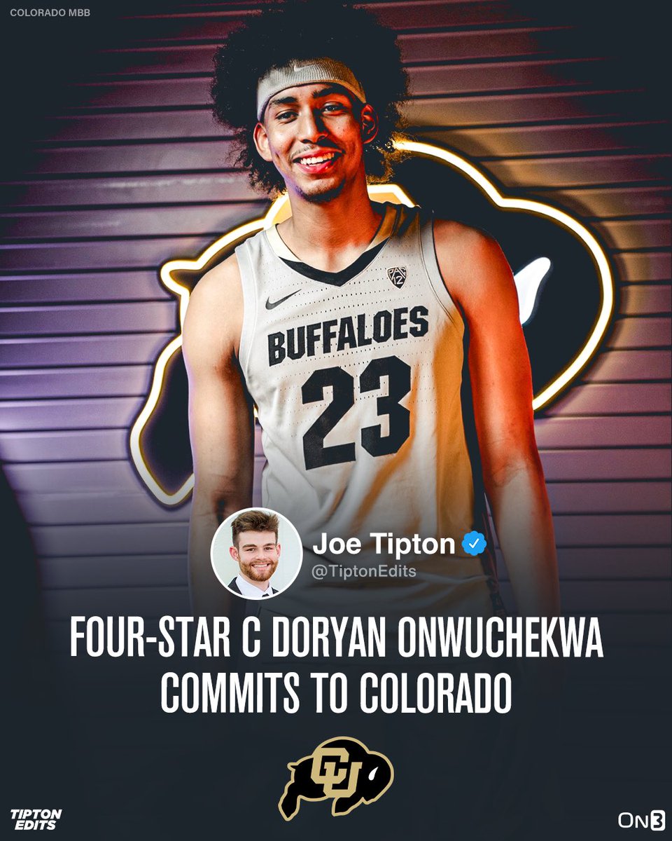 JoeTipton's tweet photo. NEWS: 2024 four-star center Doryan Onwuchekwa tells me he’s committed to Colorado. 

"I chose Colorado because I felt Coach Boyle and the rest of the coaching staff can bring the best out of me."

Story: https://t.co/OaZK66hTVe https://t.co/6ium1dnbT4
