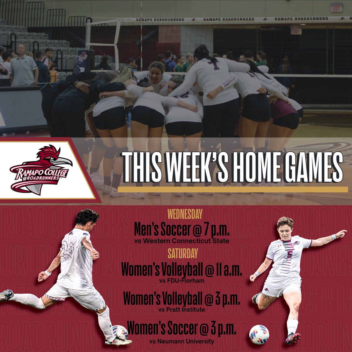 Coming up at home this week for the Roadrunners! #WeAreRCNJ