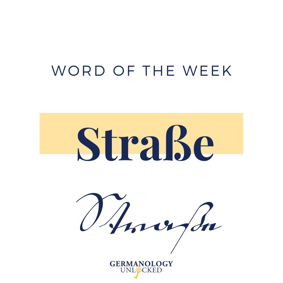 Word of the Week: Straße = street. This is a word you will see in your ancestors' addresses. The "ß" character makes an "ss" sound, and you may also see it written with a "ss". One abbreviation to look out for for this word is "Str."    

#genealogy