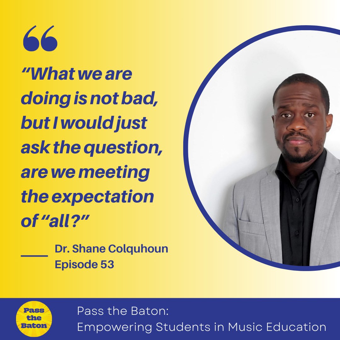 We say we want #musiceducation for all Ss, but do we actually reach ALL Ss? Shane Colquhoun shares how we can take steps toward a student centered approach. Youtube: youtu.be/sGXdCMa514s Spotify: spoti.fi/3LklPId Apple: apple.co/44MDoaA #PasstheBatonBook