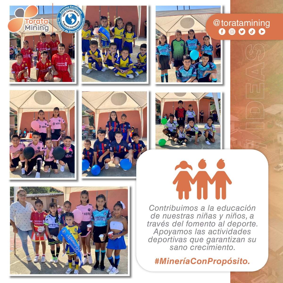 Contribuimos al sano crecimiento de las #Niñas y #Niños de nuestras áreas de influencia. En días anteriores, participamos de las #JornadasDeportivas de la escuela 3 de Noviembre, del sector #ElGuayabo, parroquia #Torata en #SantaRosa.
Hacemos #MineríaConPropósito. 
#Ecuador