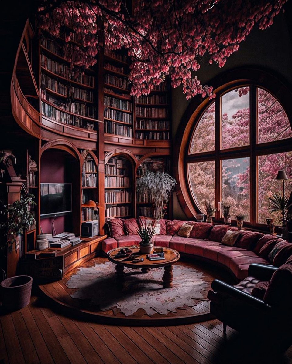 Drinking in the beauty of a library filled with cherry blossom delight.