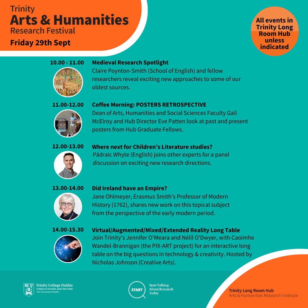 TLRHub's tweet photo. 📆 Friday, September 29th.
We will end the Trinity Arts & Humanities Research Festival with a flourish!
Don't miss the grand finale! 🎉📚
Explore the full programme here: https://t.co/HrbsnWzHo0
#TrinityAHFestival #FridayEvents https://t.co/gd3mddmoYS