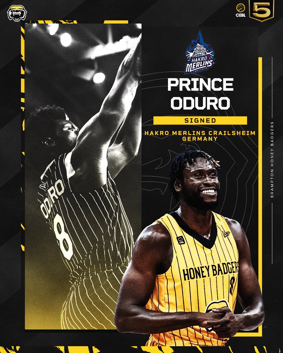 Brampton Honey Badgers (@honeybadgerscan) on Twitter photo Next stop: 🇩🇪
Congratulation to our very own <a href="/p_havoc15/">Prince Oduro</a> who’s professional journey continues in Germany with <a href="/hakromerlins/">HAKRO Merlins Crailsheim</a> 🔥👑
#WeAreBrampton #Signed #Germany Next stop: 🇩🇪
Congratulation to our very own <a href="/p_havoc15/">Prince Oduro</a> who’s professional journey continues in Germany with <a href="/hakromerlins/">HAKRO Merlins Crailsheim</a> 🔥👑
#WeAreBrampton #Signed #Germany