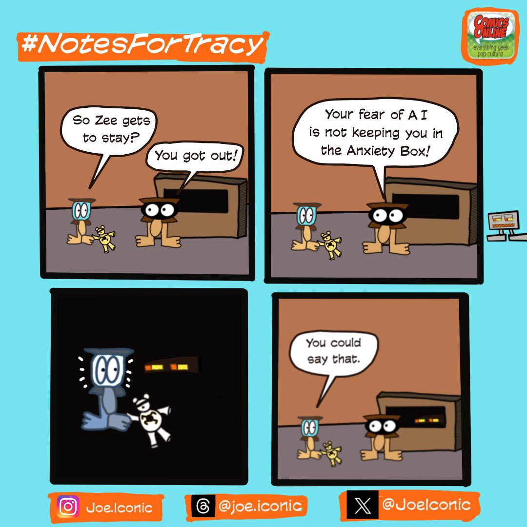 JoeIconic's tweet image. Maybe the #RobotOverlords were just checking in?
#notesfortracy #comicsonline #webcomics #comics  #comicstrip #comicstrips #webcomic #instacomics  #artificialintelligence #ai