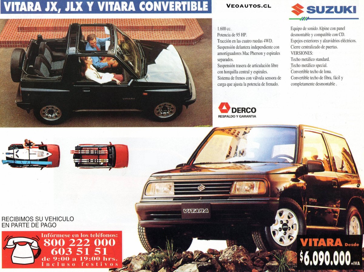 #Veoautosdeldía Suzuki Vitara Chile 1994, año en que se comercializan en el país 1.704 unidades

Link para ampliar veoautos.cl/veoautos-del-d…

#vitara94 #suzukivitara #tracker #suzuki4x4 @Maruti_Corp @addict_car @thecarfactoids @RiveraNotario @SuzukiChile_