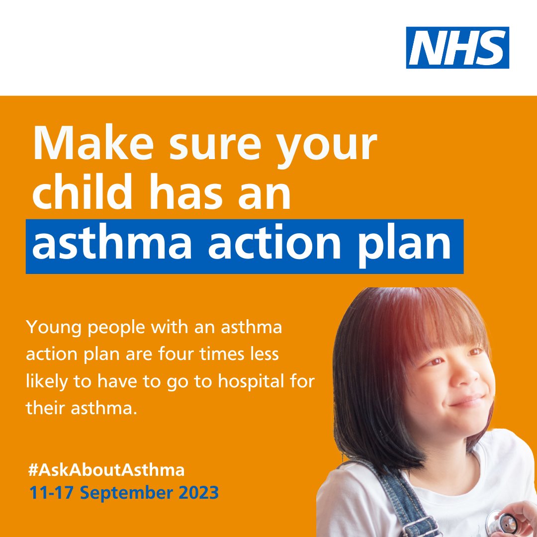 #AskAboutAsthma 
Get an asthma action plan in place
A written asthma action plan drawn up between a clinician and patient means people are four times less likely to have to go to hospital for their asthma.