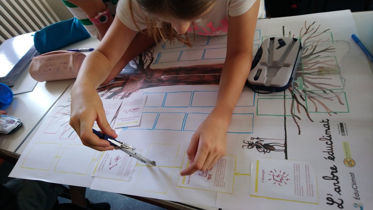 stjosephambert's tweet photo. Les élèves de 6ème apprennent comment les énergies et les activités humaines sont impliquées dans le changement climatique à l'aide du kit d'animation #educlimat dans un travail de groupe. https://t.co/SH6sOMpstN
