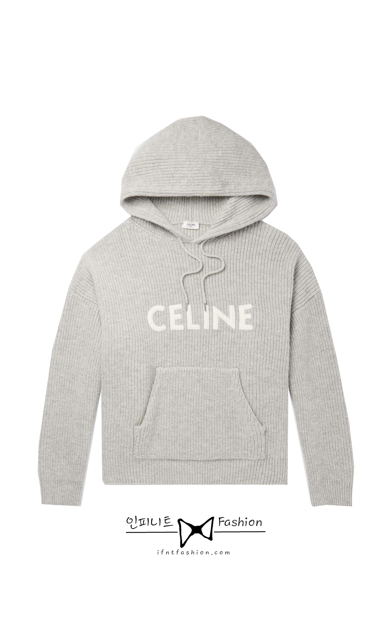 CELINE｜HOOD/ZIP-UP (CELINE HOOD SWEATER IN RIBBED WOOL CELINE HOMME Logo-Appliquéd Ribbed Wool Hoodie for Men | MR