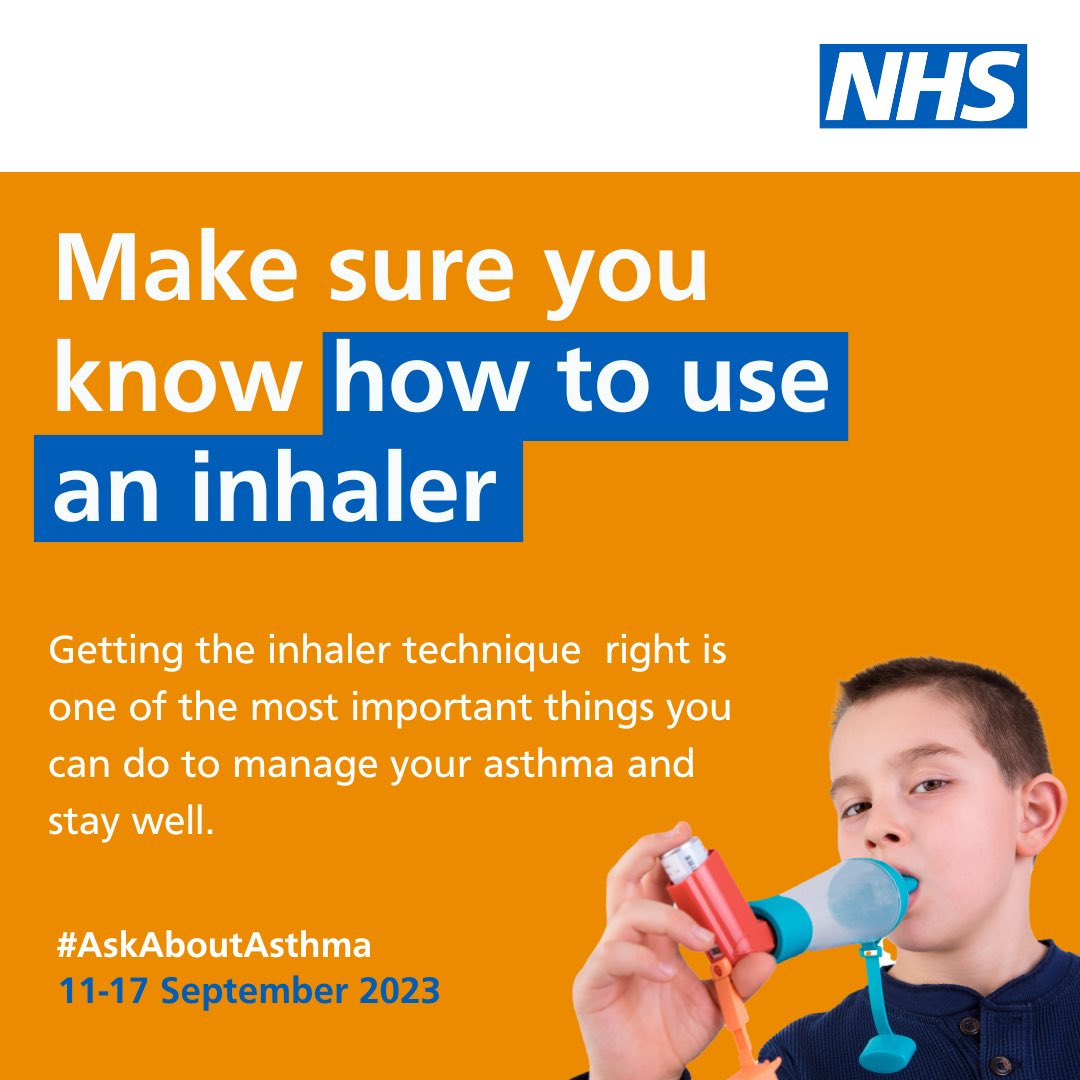 #AskAboutAsthma 
Understand how to use inhalers correctly
Less than three-quarters of children and young people have any form of instruction in how to use their inhaler. Poor inhaler technique means patients don’t get the full benefit of their asthma medication.