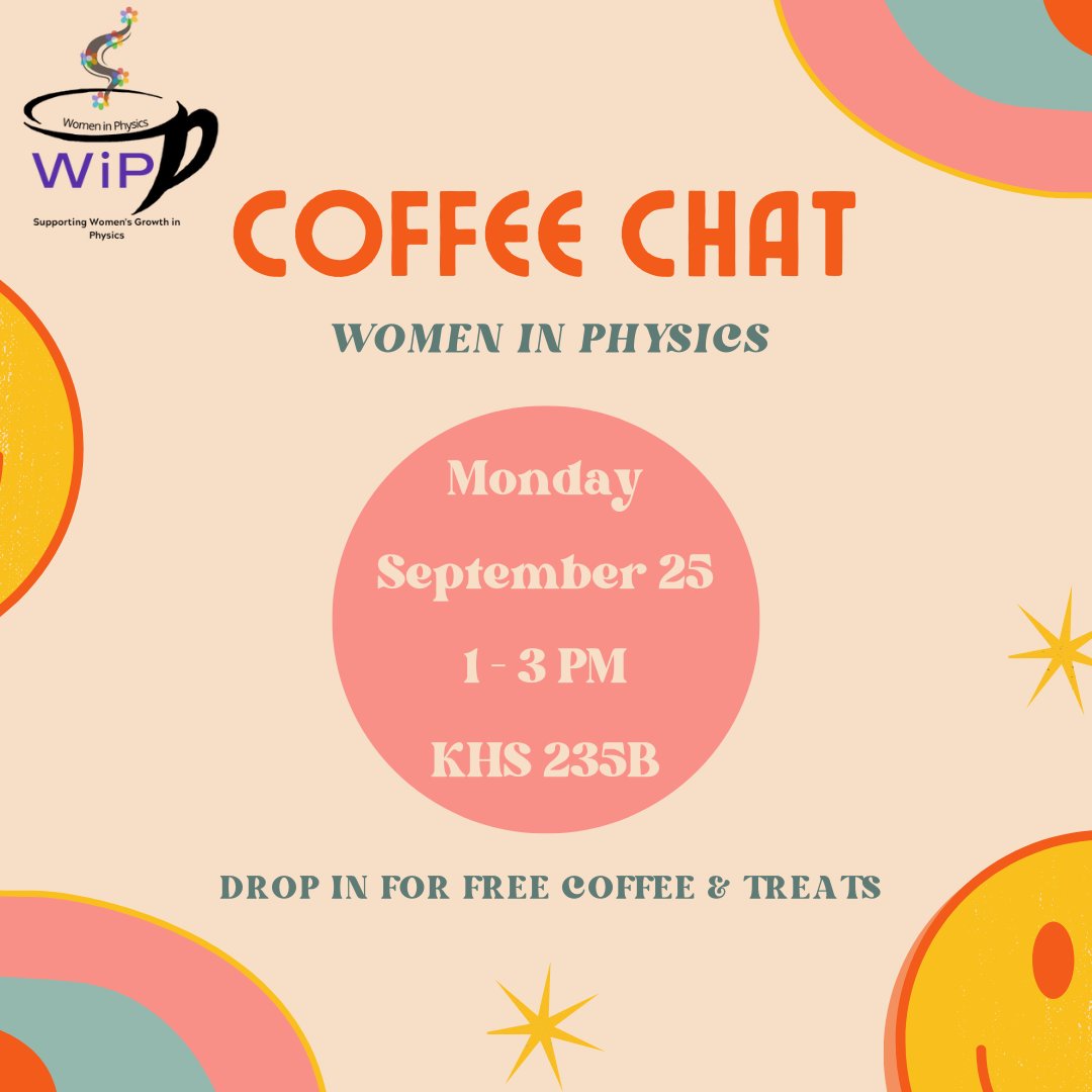 ⭐️ EVENT ALERT ⭐️

It's the start of the school year and we're very excited to be back! 

Come meet the new WiP team in the yellow lab (KHS 235B) for free coffee and treats on Monday September 25 from 1-3 pm!