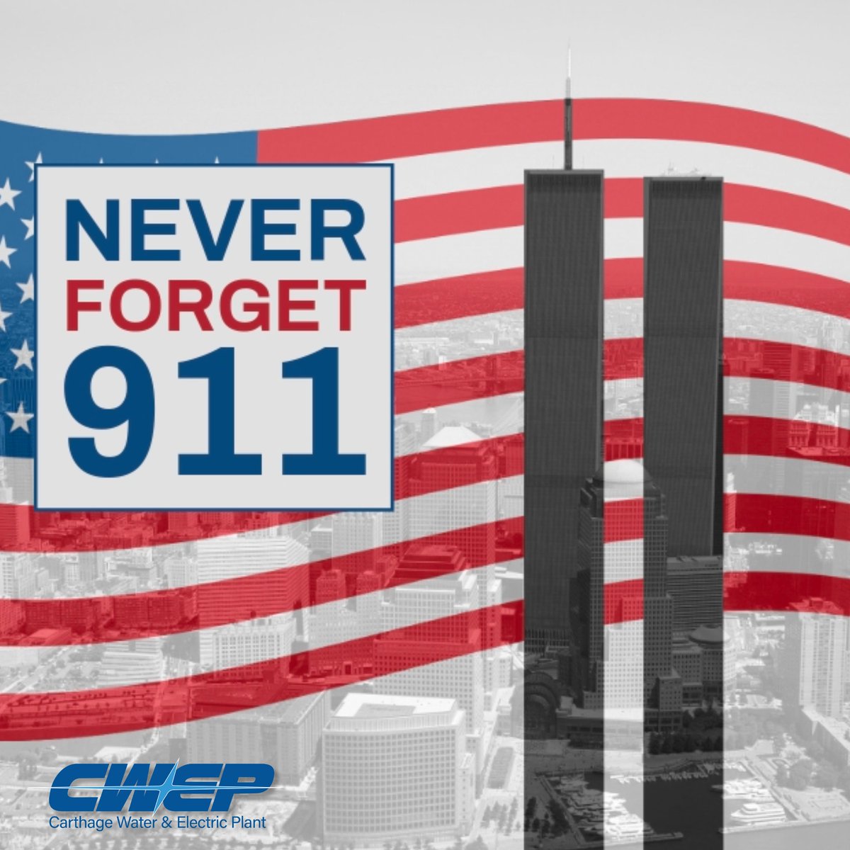 cwep_carthagemo's tweet image. We Will Never Forget the Fallen of 9/11 🇺🇸

All those who gave their lives while saving others and those still impacted by the tragedy.
.
.
.
#PublicPower #CommunityPowered #911 #125YearsStrong  #carthagemo #417land