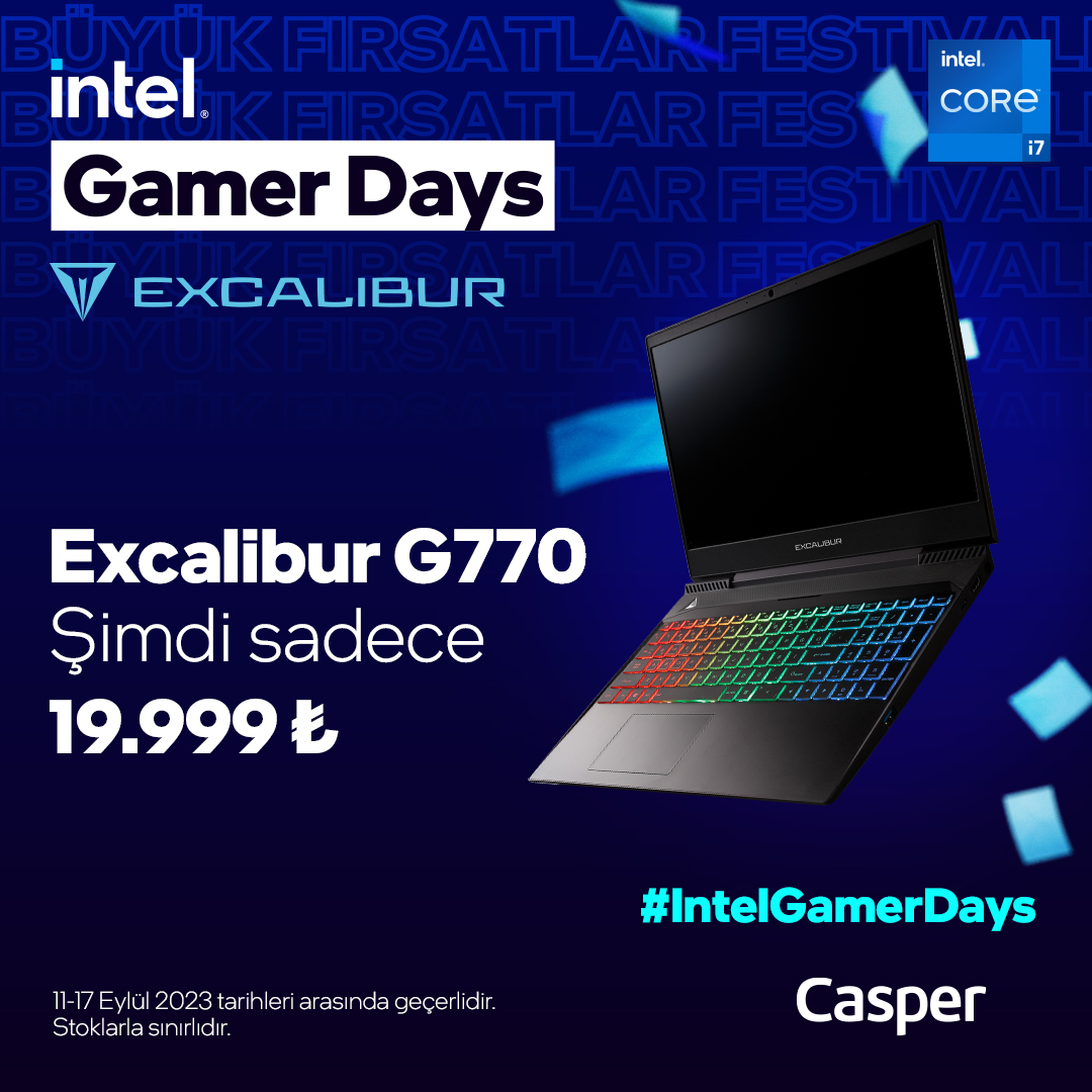 casperturkiye's tweet photo. Intel Gamer Days devam ediyor! Büyük Gaming Fırsatlar Festivali’ne özel fiyatlar. Excalibur G770 ile kontrol sende!

#Casper #Excalibur #Intel #GamerDays

https://t.co/s9Koy30sSy https://t.co/tmnYL6bX6f