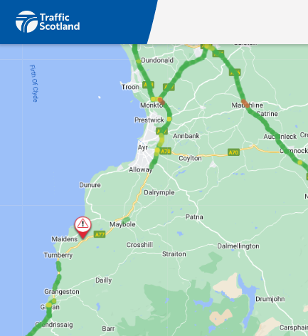 ❗ UPDATE ⌚ 17:15 🛣️ #A77 Kirkoswald ⛔ The carriageway remains CLOSED in both directions due to a burst water main. 🗺️ A diversion route is in place. 🔗 More info here: bit.ly/45BJHiu