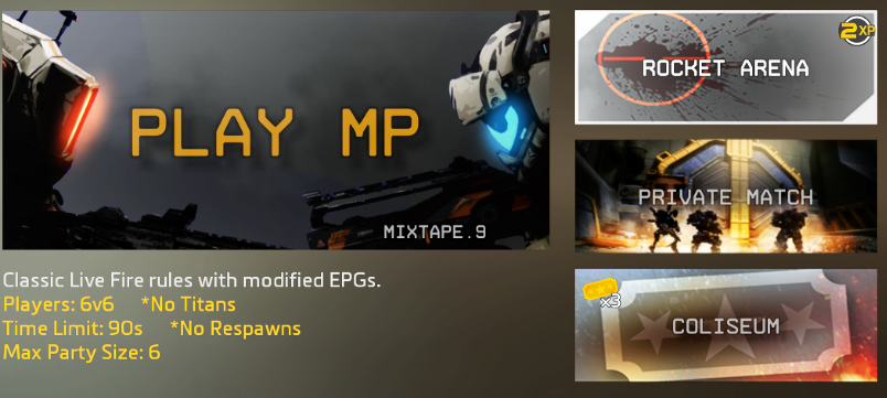 Iniqu1ty's tweet photo. Titanfall 2's Featured Playlist has been updated to Rocket Arena today. https://t.co/OKhPDfXcox