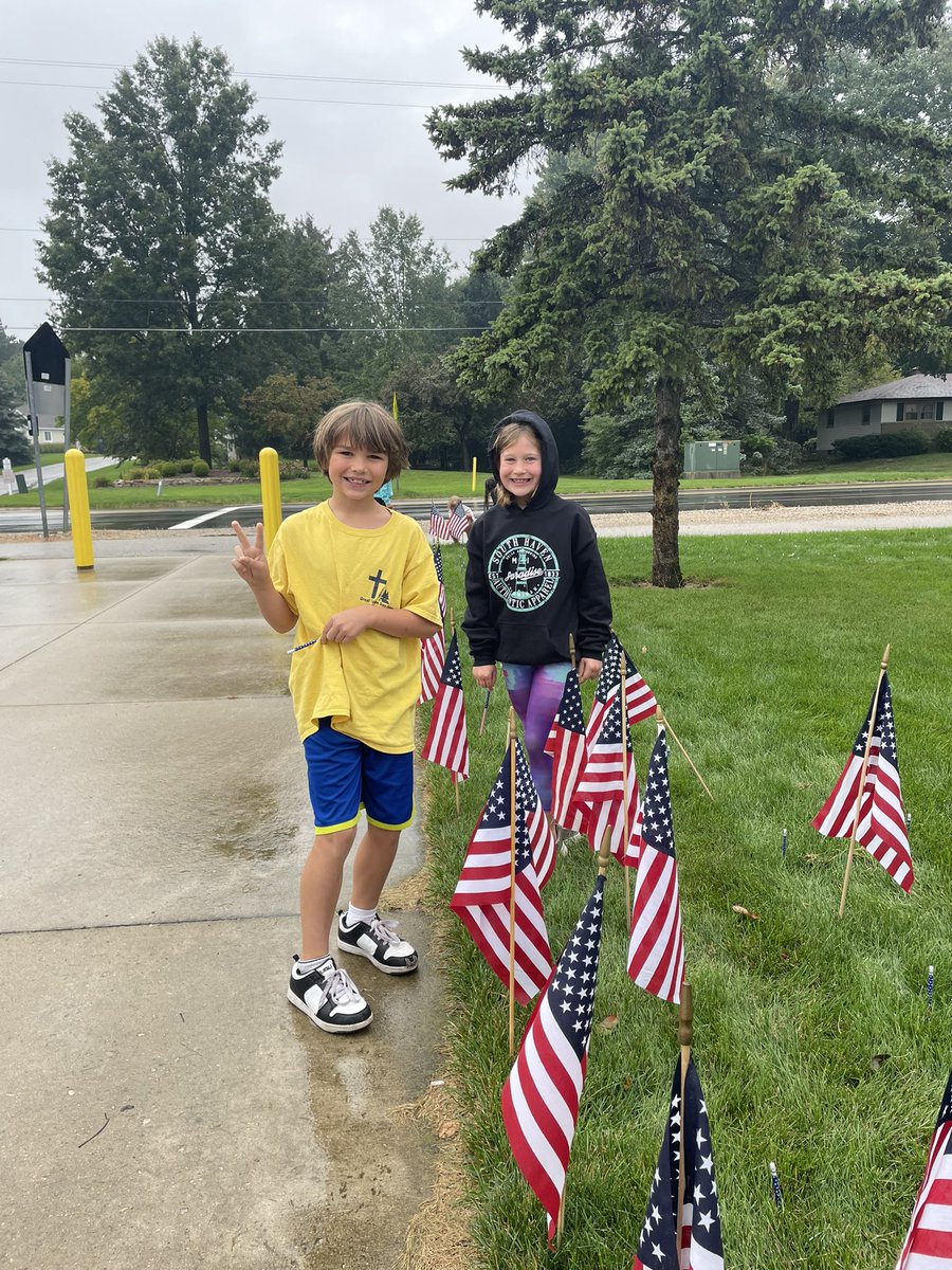 wzmoore's tweet photo. We snuck out while the rain was light to continue this tradition of honoring September 11th 🇺🇸 https://t.co/bRQEUz8690