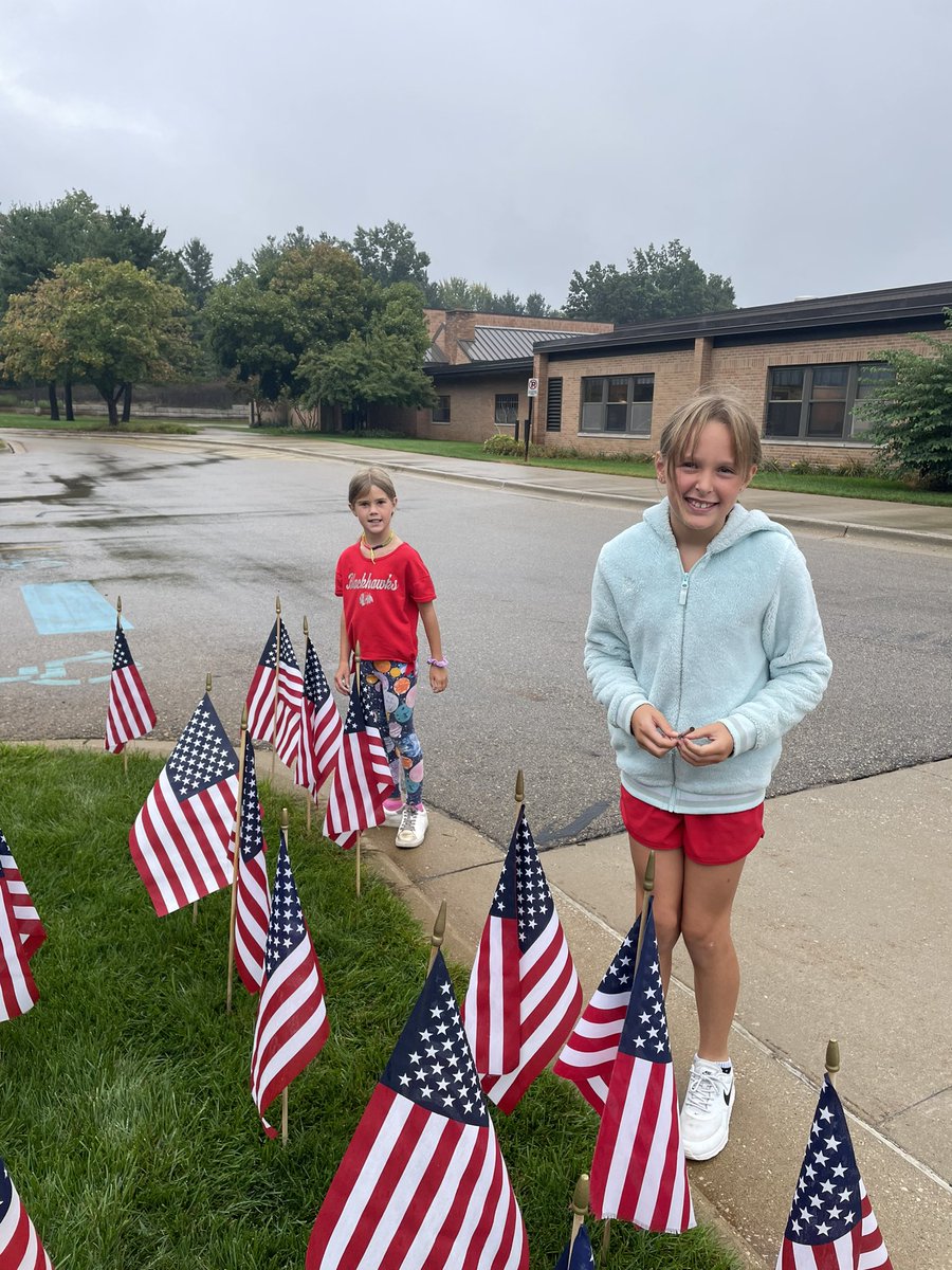 wzmoore's tweet photo. We snuck out while the rain was light to continue this tradition of honoring September 11th 🇺🇸 https://t.co/bRQEUz8690